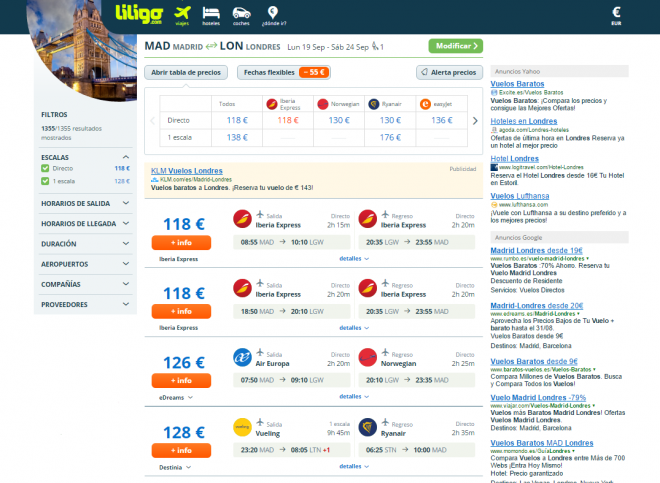 Página de resultados liligo.com