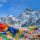 El Everest y oraciones budistas en tela