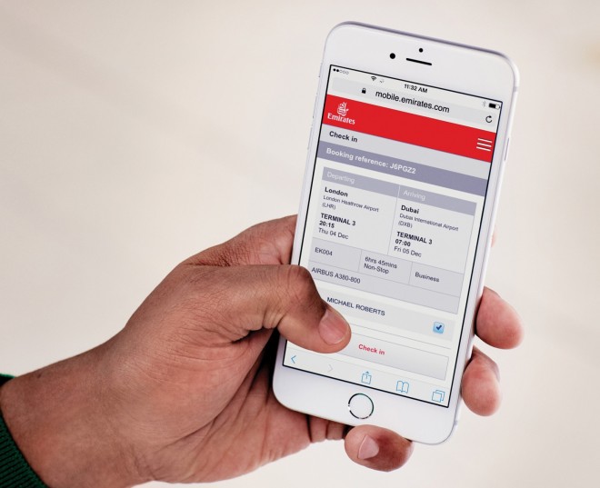 Check-in en Emirates desde su aplicación móvil