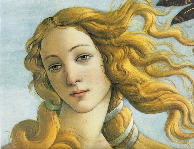 Detalle de Afrodita de "El Nacimiento de Venus"
