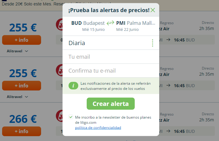 Cómo crear una alerta de precios
