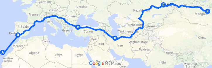 Ruta del Mongol Rally 2017