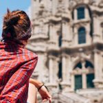 woman backpacker piligrim siting on the obradeiro square in santiago picture id1165263782 150x150