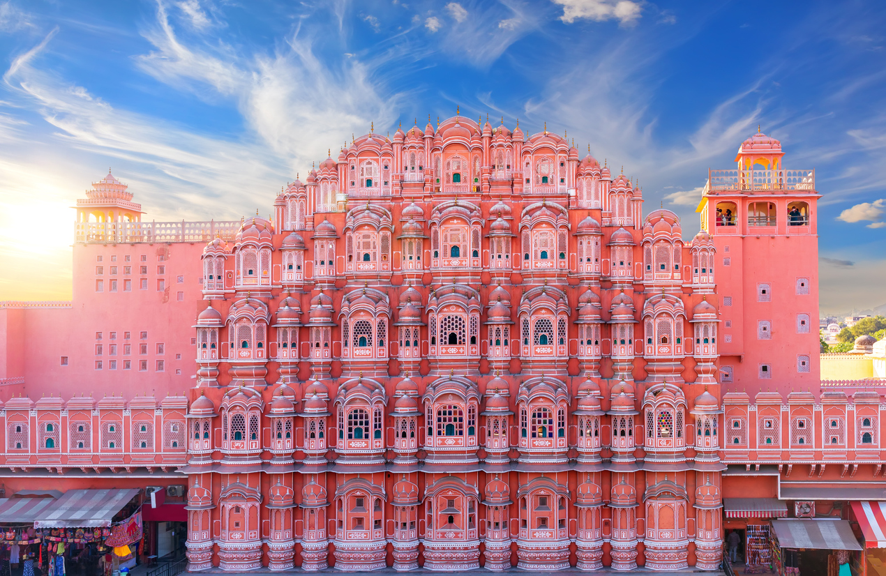 El Palacio Rosa de Hawa Mahal en Jaipur (India)
