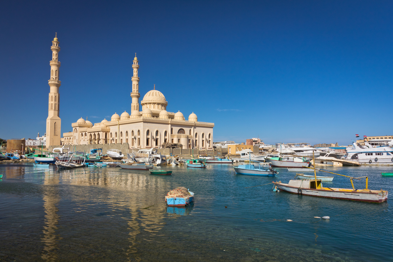 Hurghada, en la costa del Mar Rojo (Egipto)