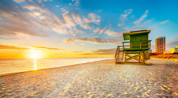 Puesta de sol en South Beach (Miami)
