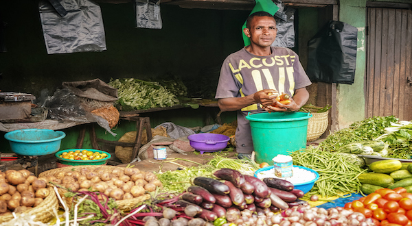 Puesto de verduras en Madagascar