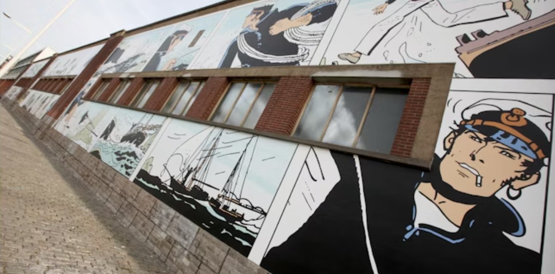 Corto Maltés en un mural de Bruselas