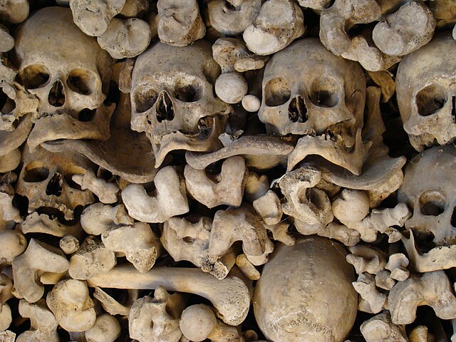 Calaveras en el Osario de Wamba