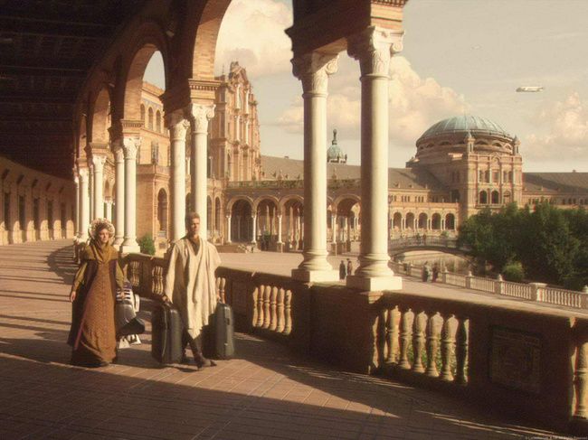 Escena de Star Wars en la Plaza de España en Sevilla